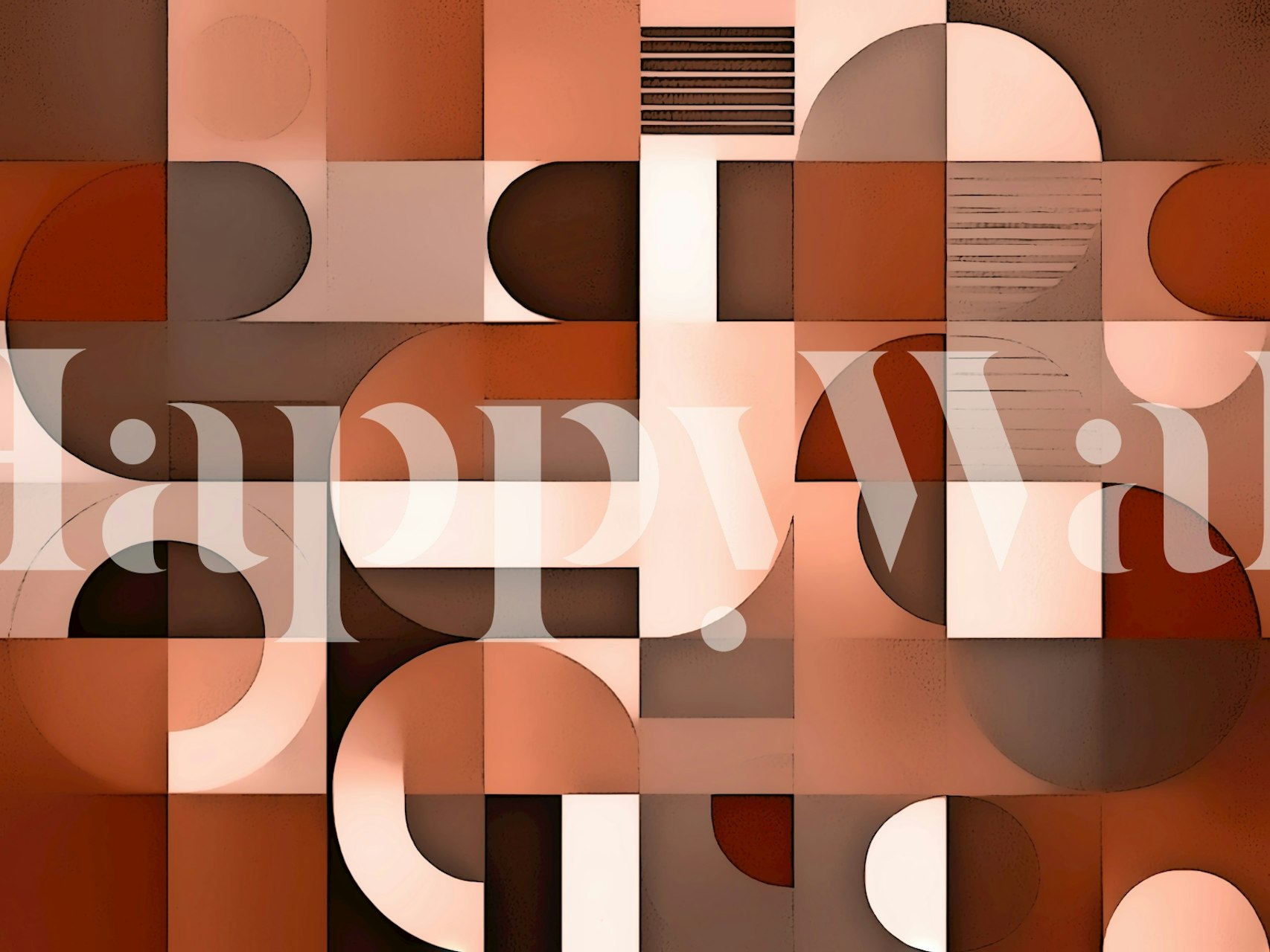 Geometric shapes in brown and cream tones wallpaper