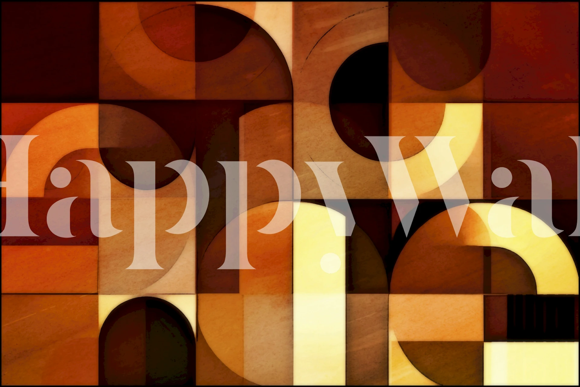 Geometric pattern in orange, beige, and brown tones wallpaper