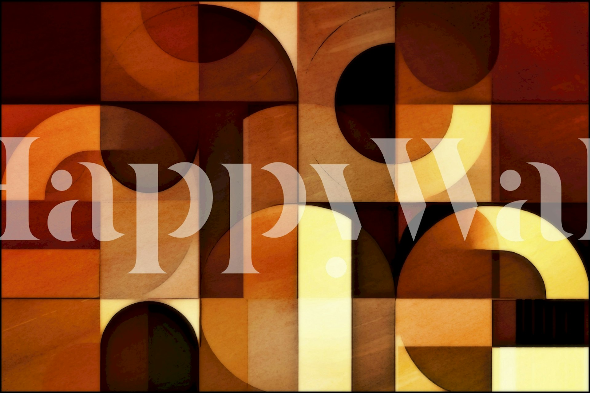 Geometric pattern in orange, beige, and brown tones wallpaper