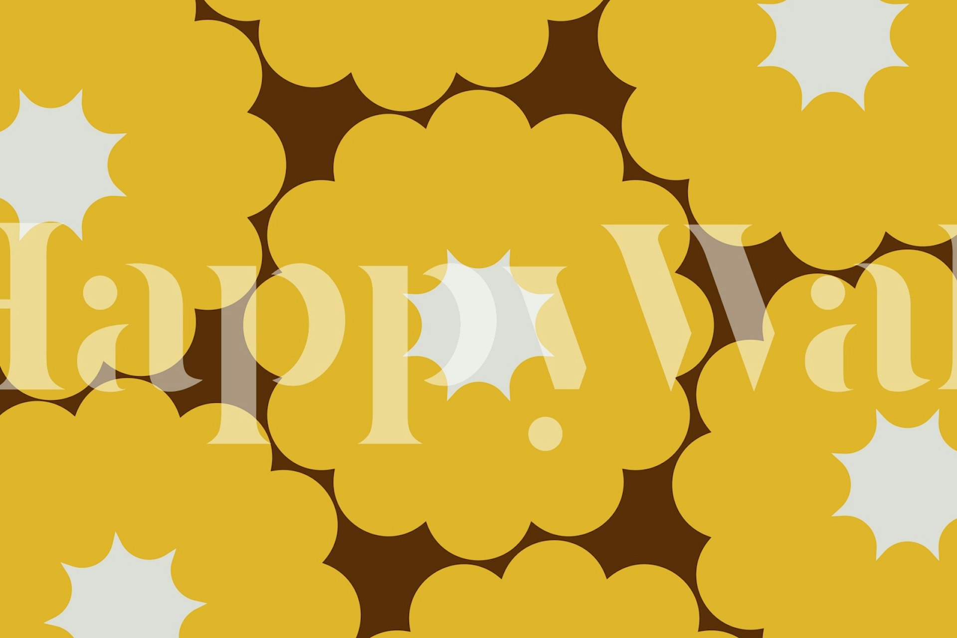 Yellow and brown sunburst floral pattern wallpaper