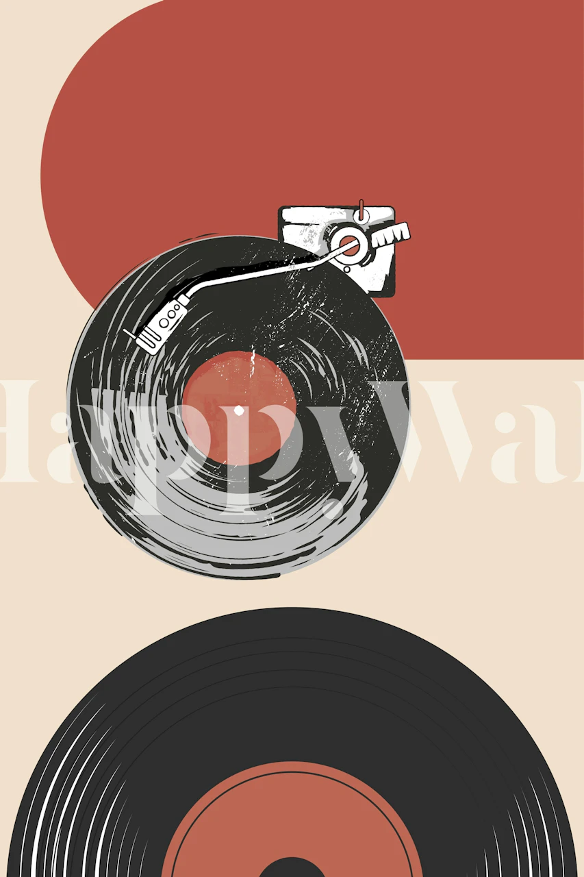 Vintage record chic wallpaper design