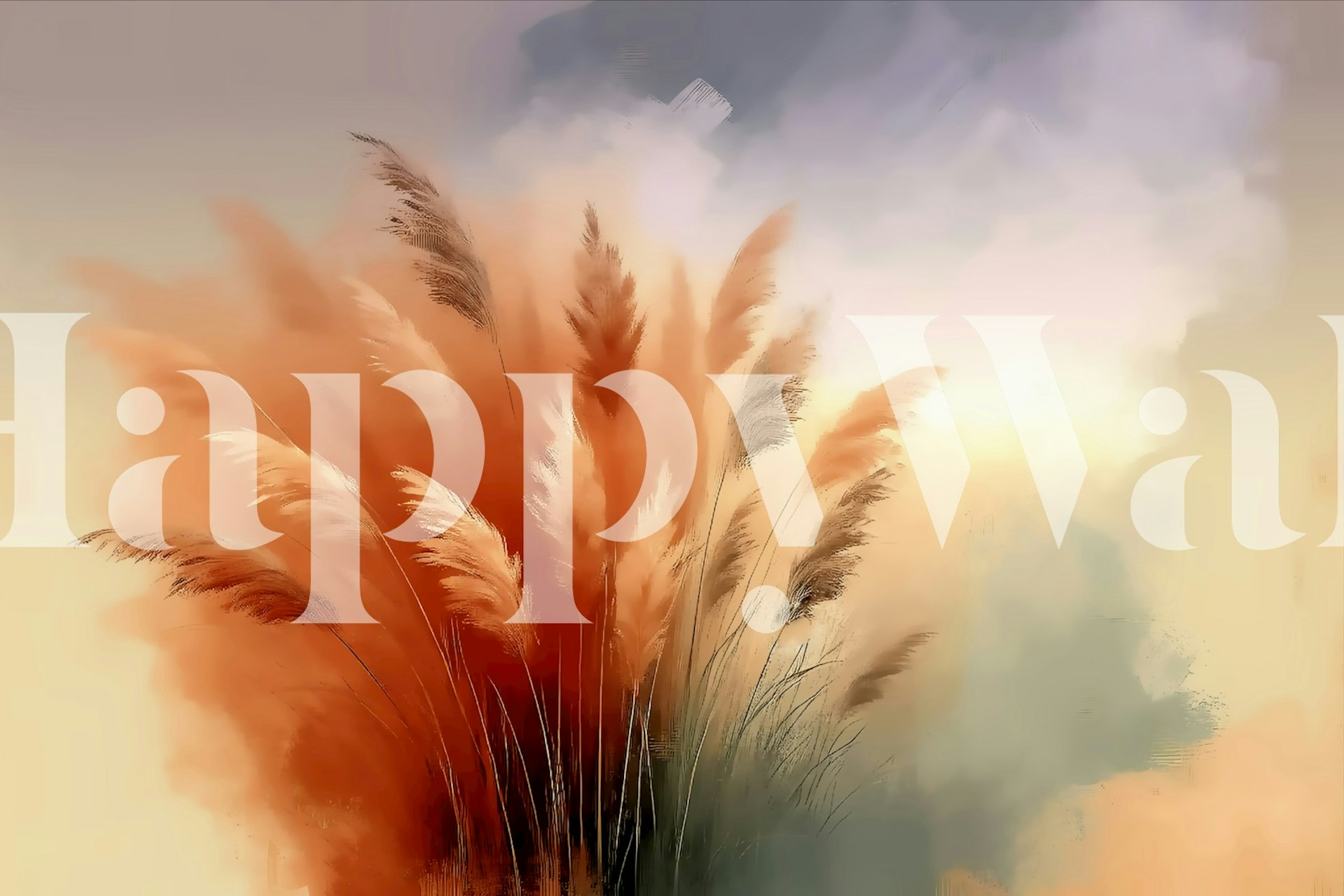 Autumn reeds with warm hues and soft gradients wallpaper