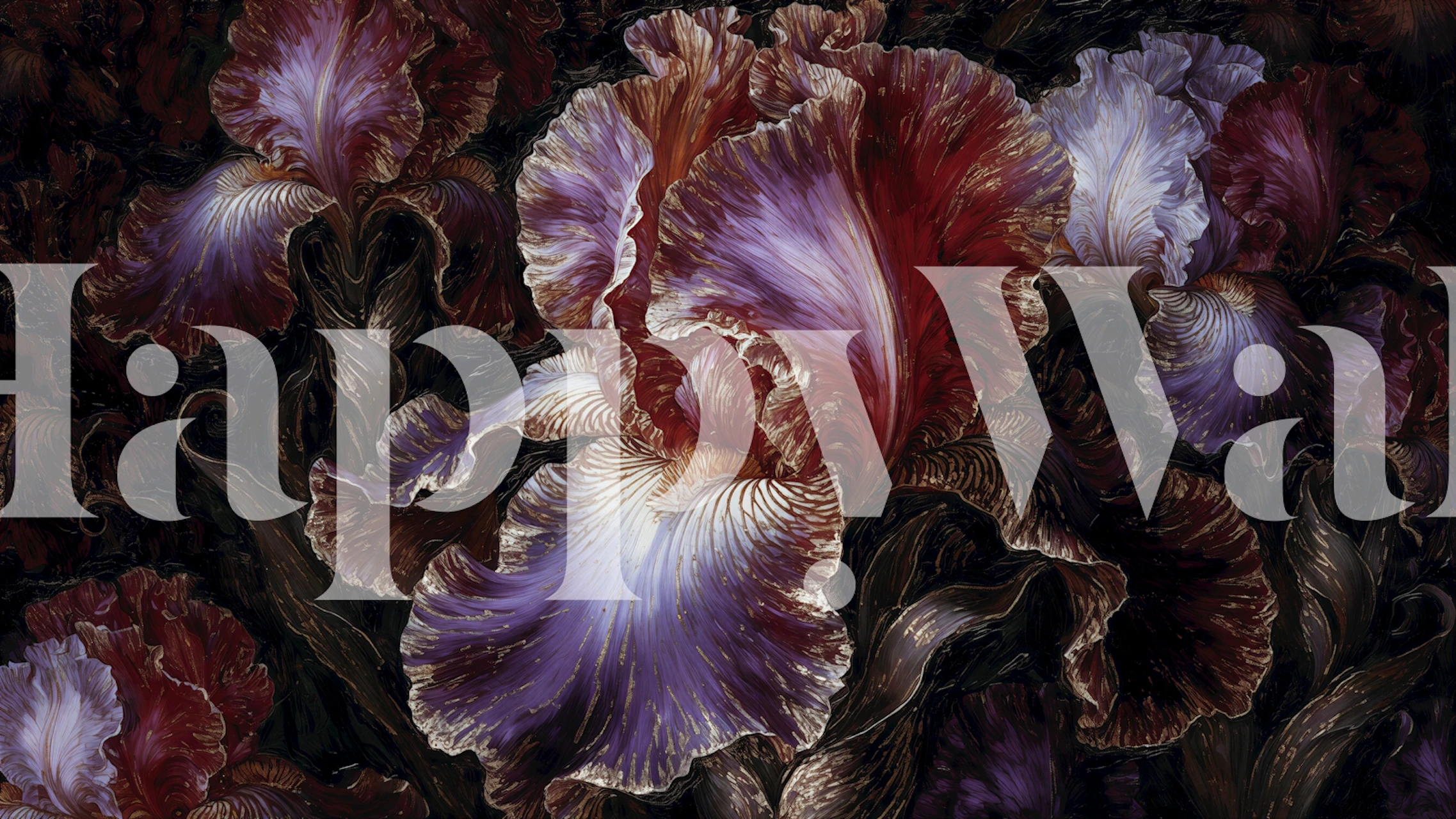 Abstract floral patterns in navy and orange hues wallpaper