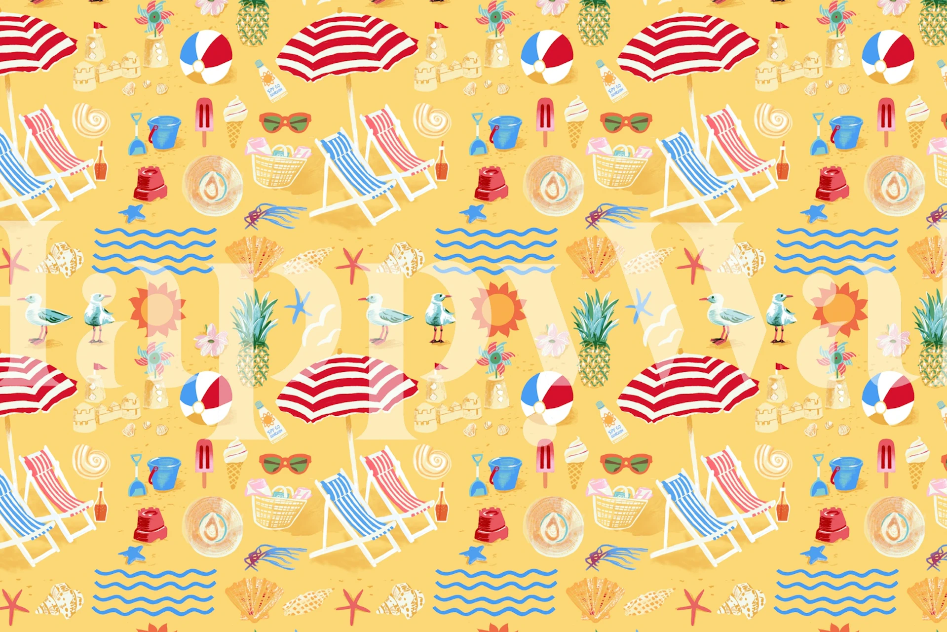 Modèle de papier peint Beach Bliss dans une chambre