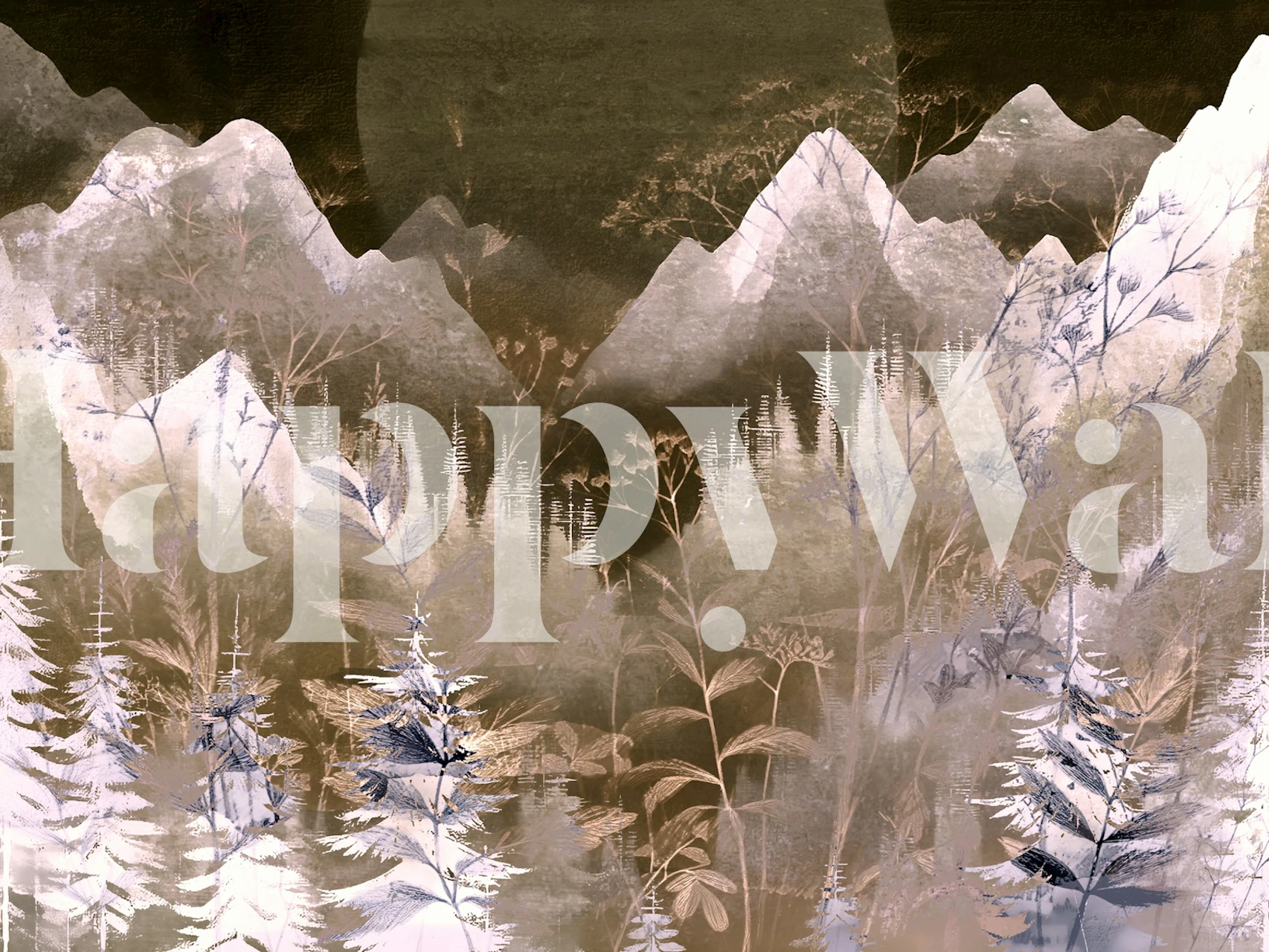 Tranquil mountain and forest theme wallpaper