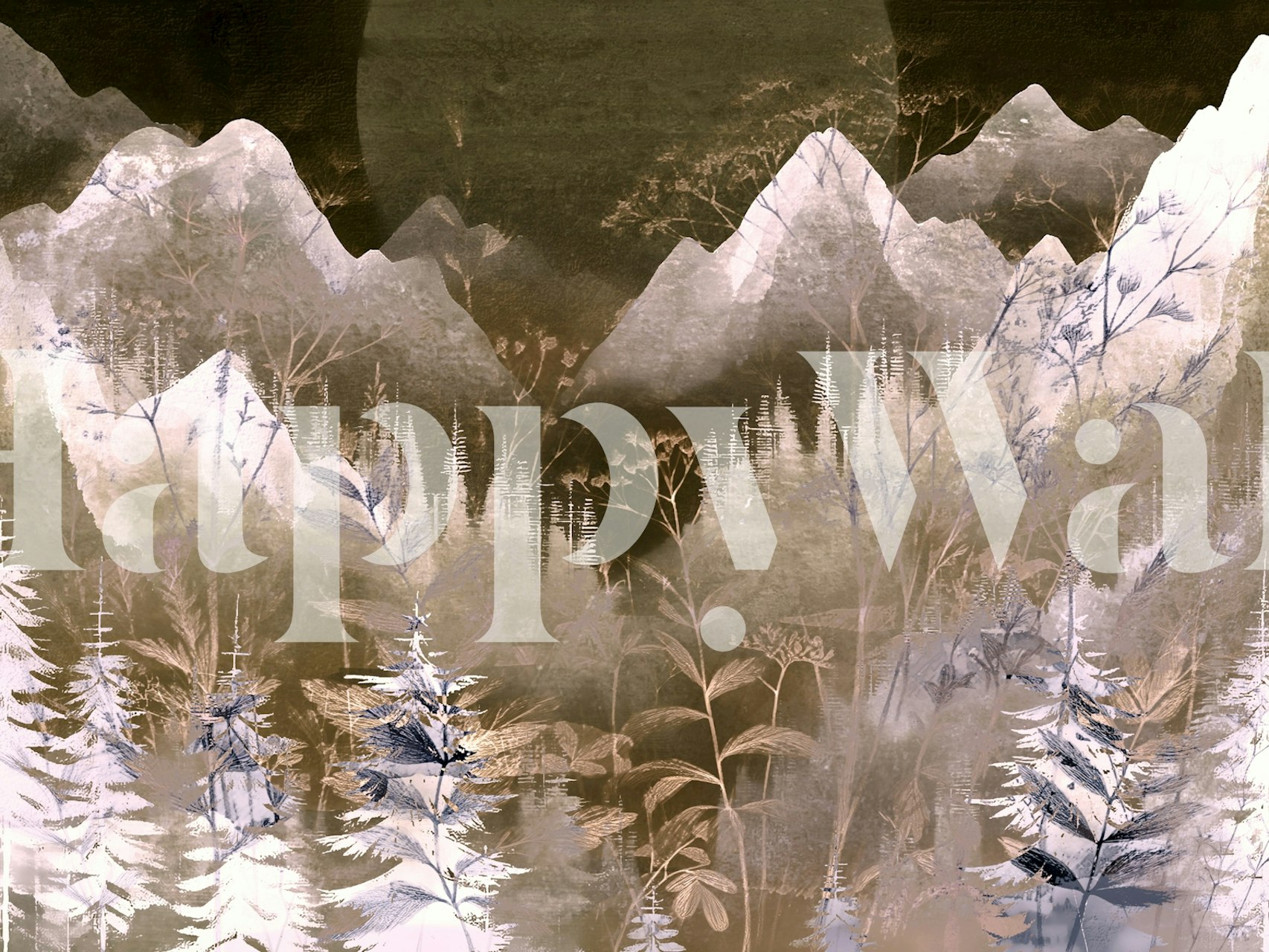 Carta da parati tema montagna e foresta Tranquil Mystic Mountain Tranquility