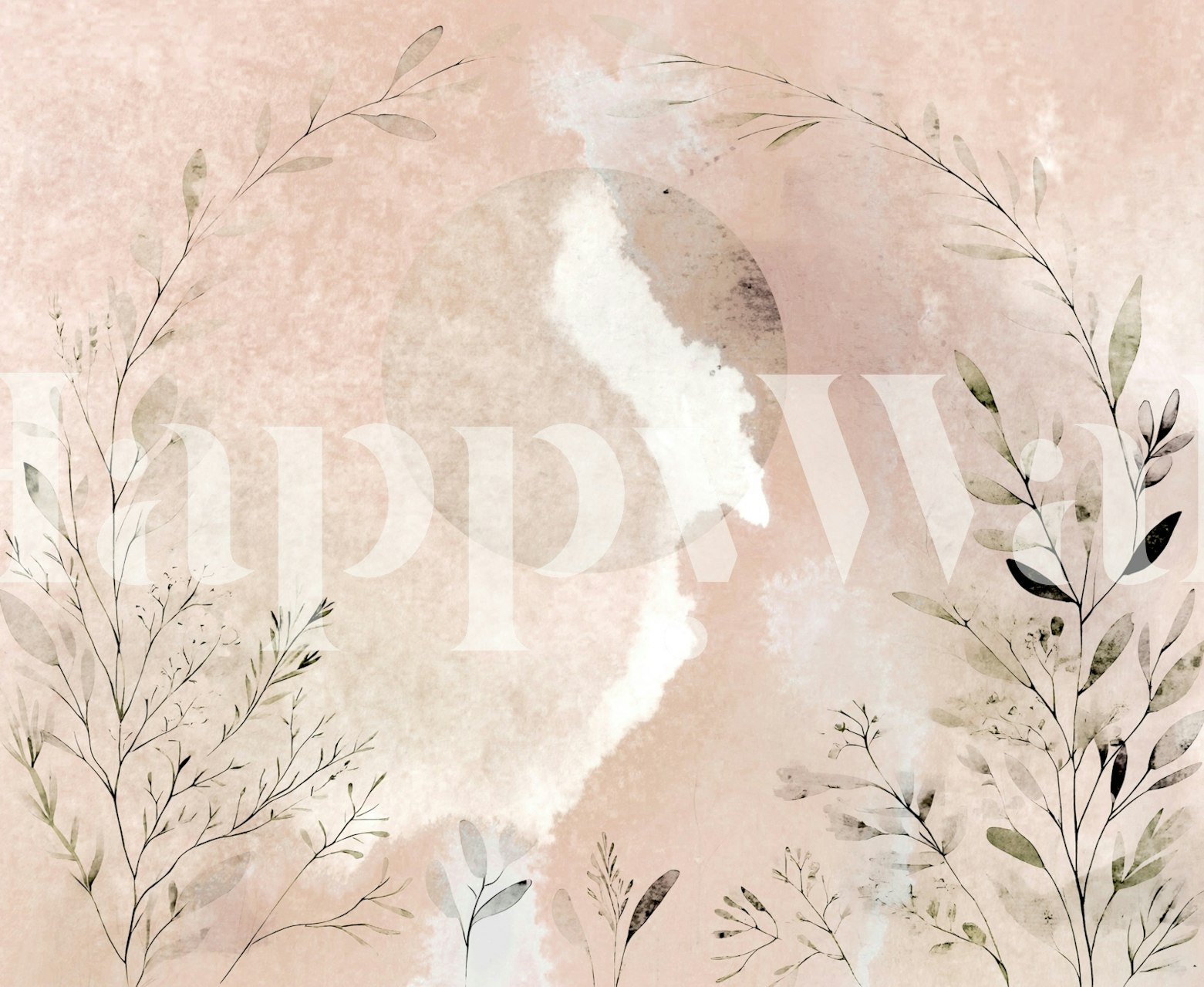 Blush tapeta botaniczna w pokoju