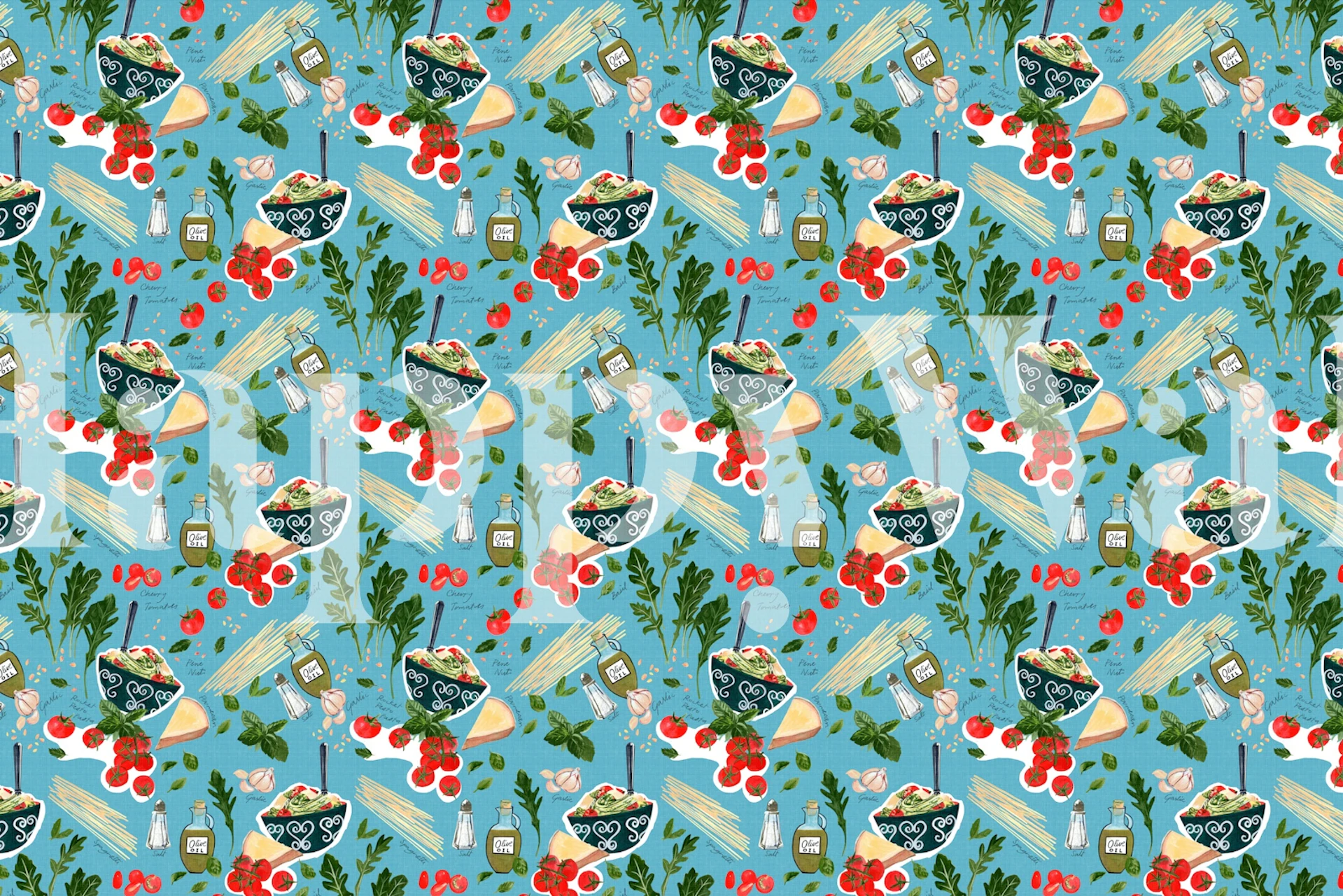 Rocket Pesto Pasta Rocks wallpaper in a room