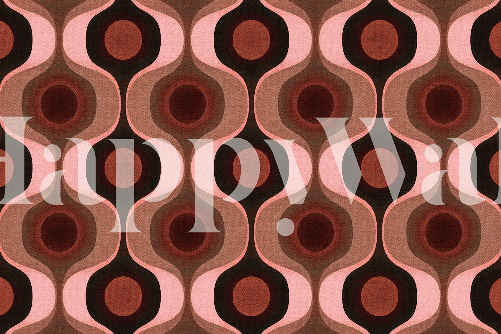 Moody Blush 70s Groovy Geometry wallpaper in a room