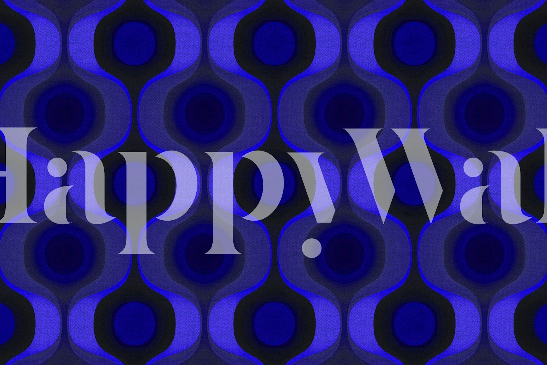 Curvy geometric pattern in midnight blue and black wallpaper