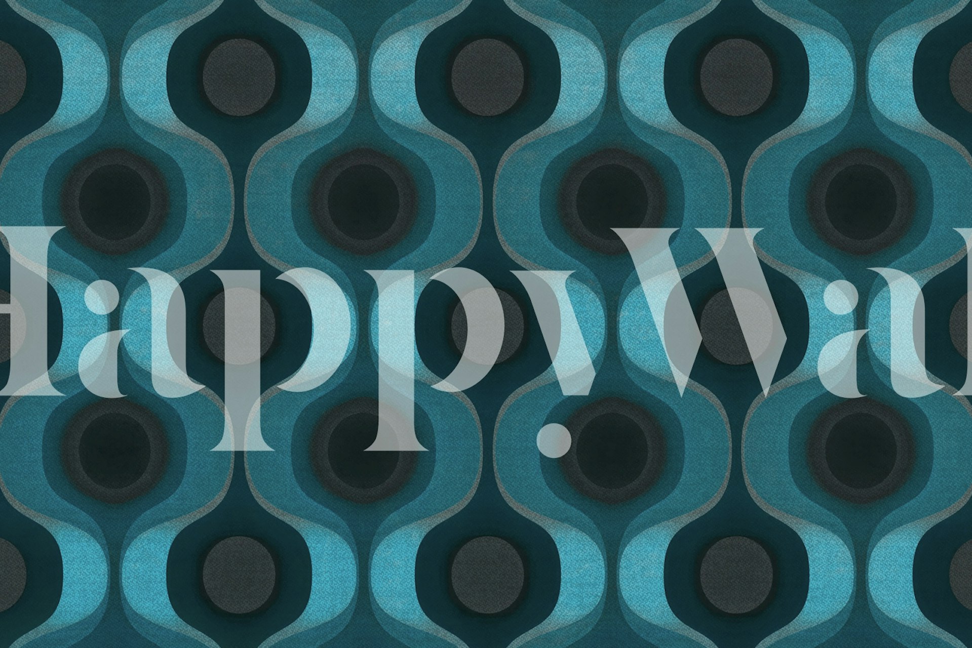 Design de papier peint Moody Aqua Retro Groove dans une pièce