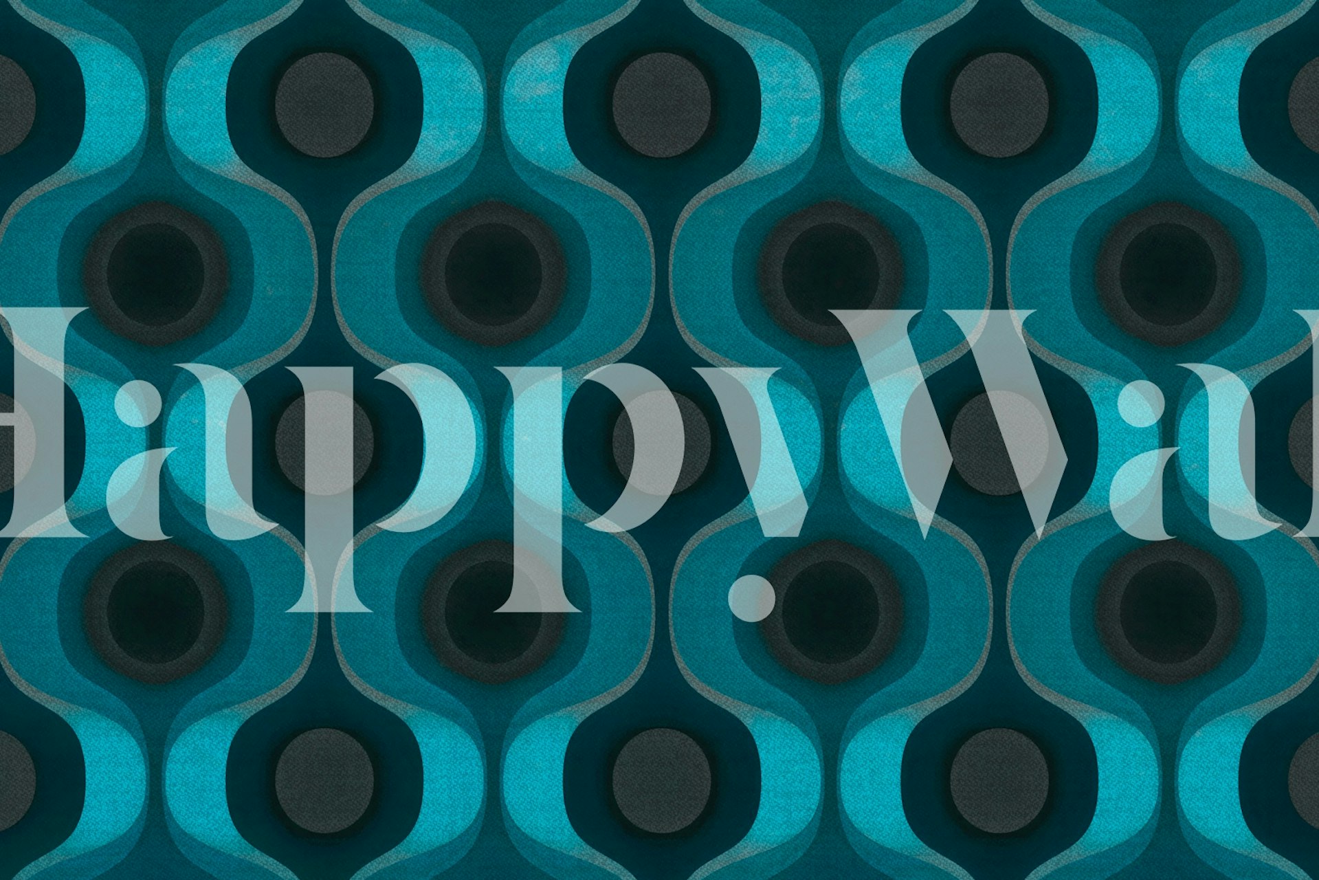 Moody Aqua Retro Groove tapetdesign i ett rum