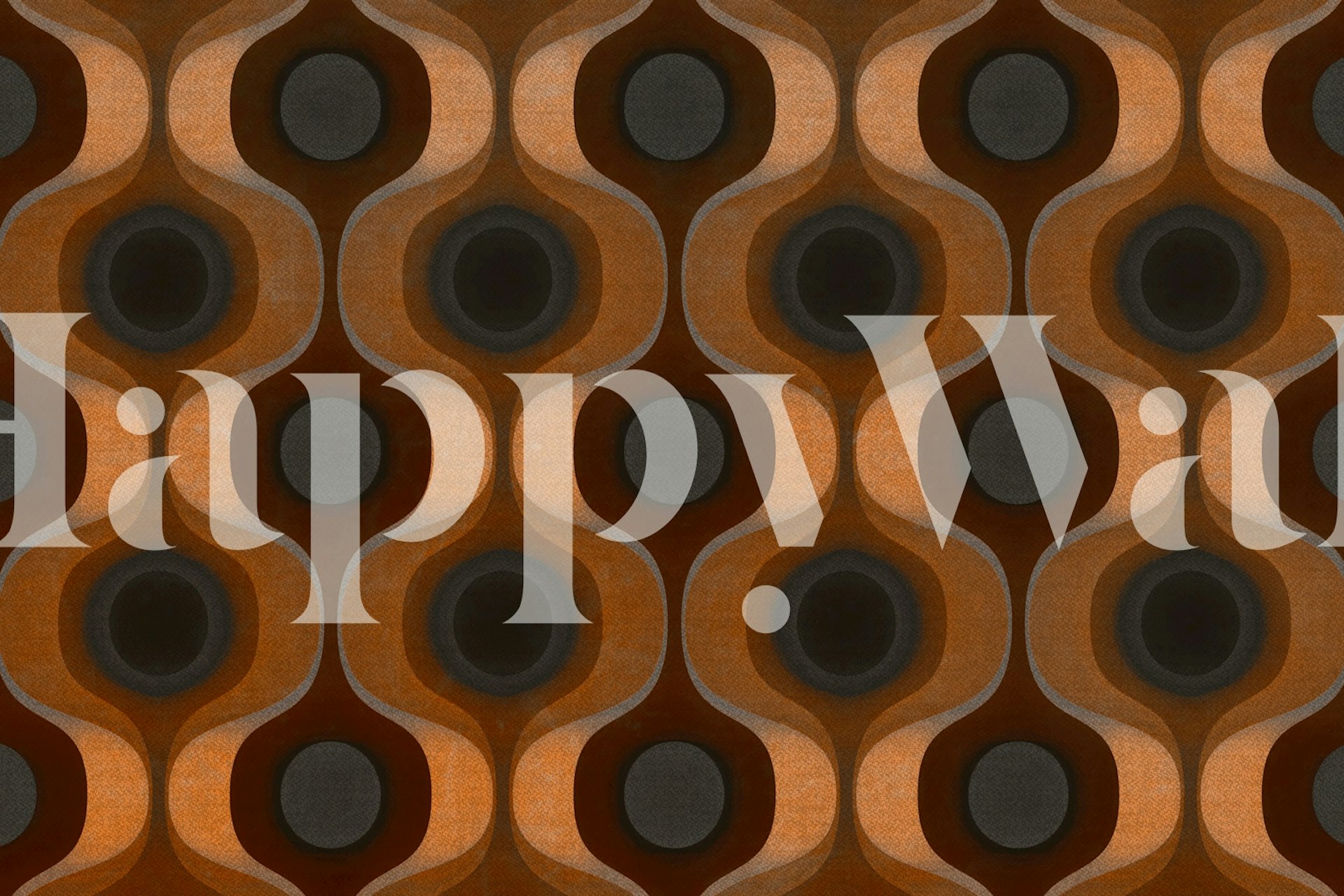 Earthy Retro Groove Tapete, das in einem Raum gezeigt wird