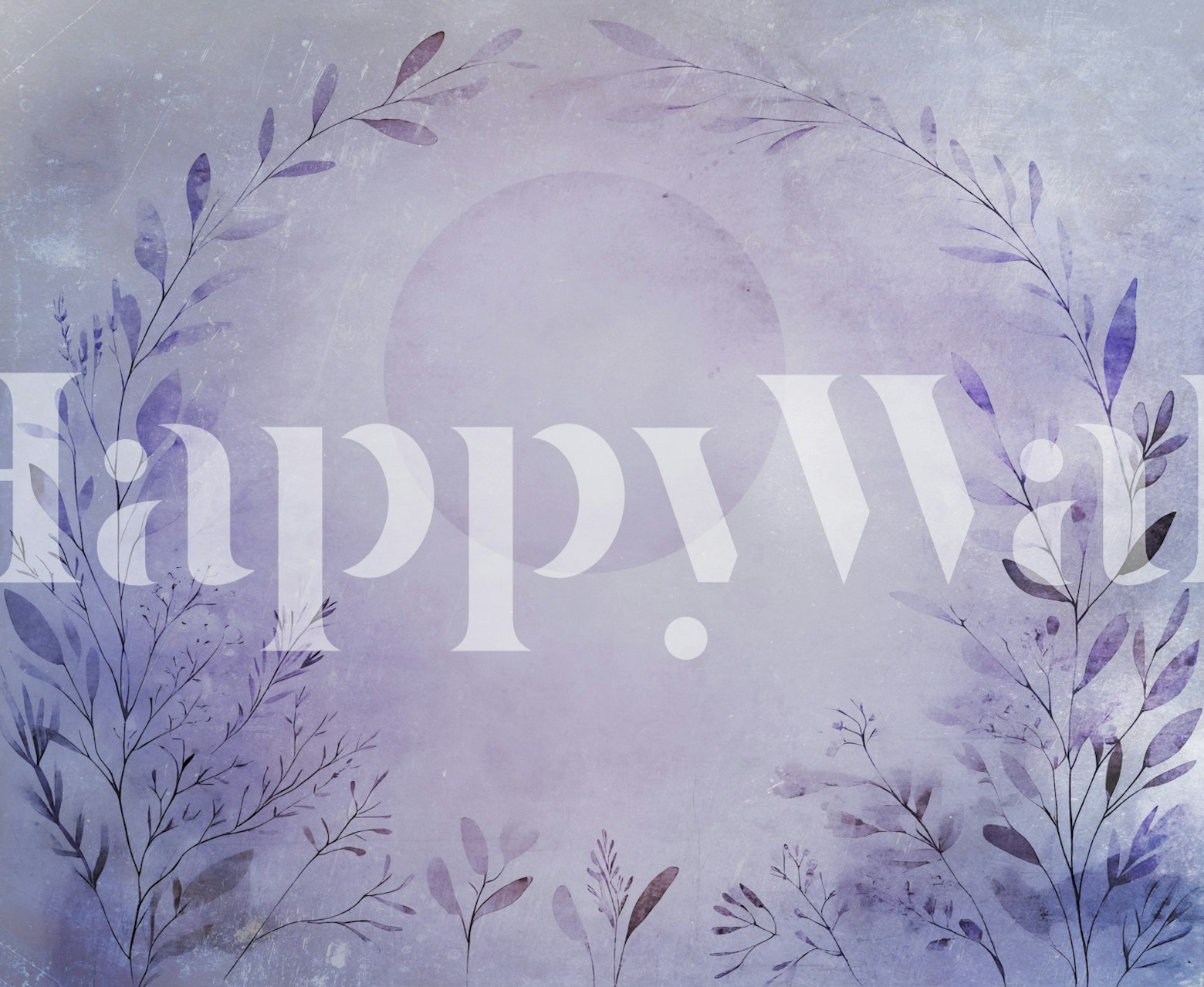 Purple floral wallpaper with moon design and soft textures