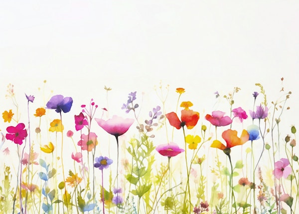 Spring Meadow Breeze Watercolor Art