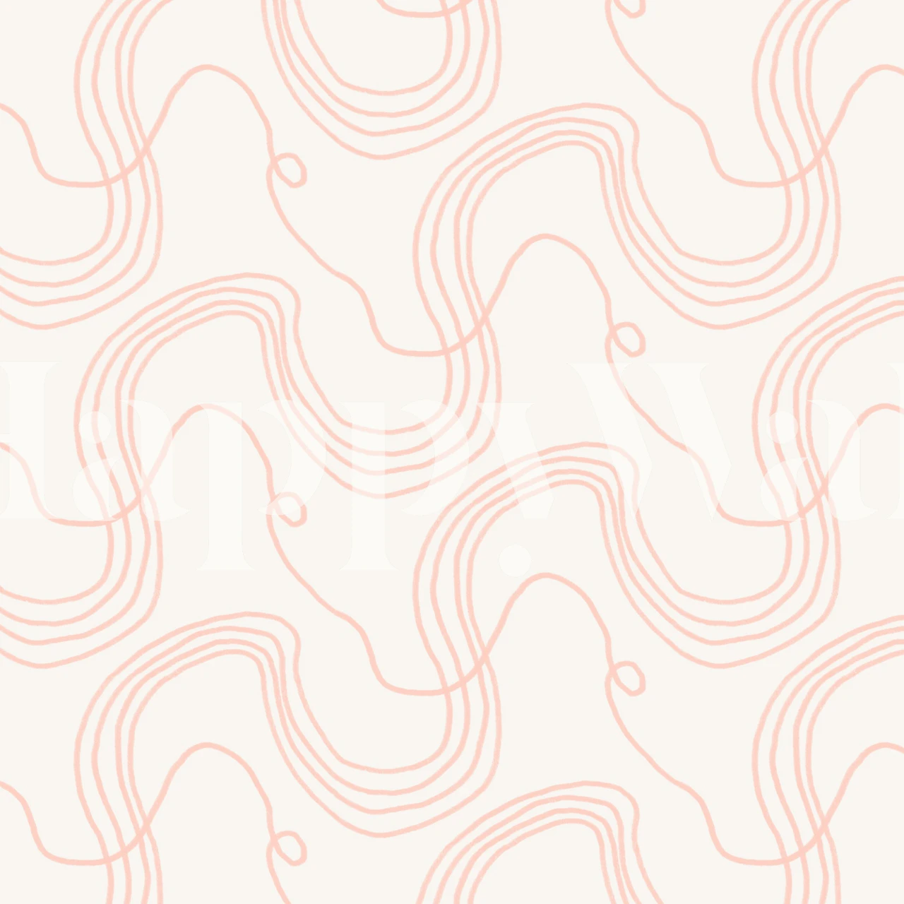 Abstract flowing wavy lines in soft pink on light background wallpaper