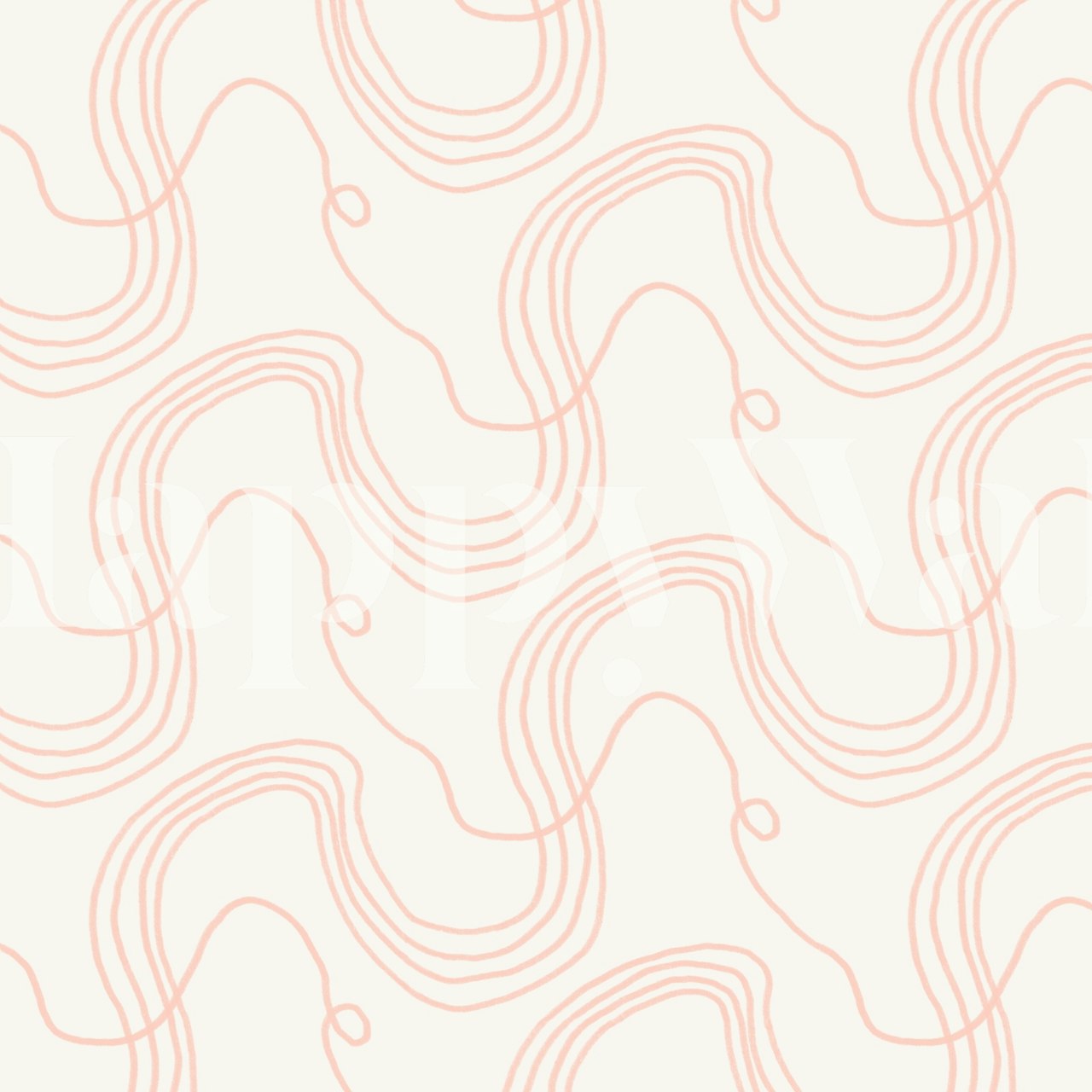 Abstract flowing wavy lines in soft pink on light background wallpaper