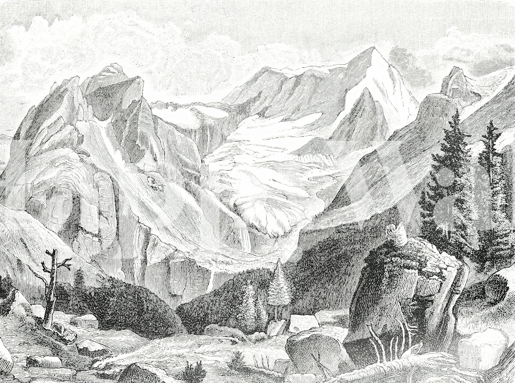 Vintage mountains tapeta u sobi