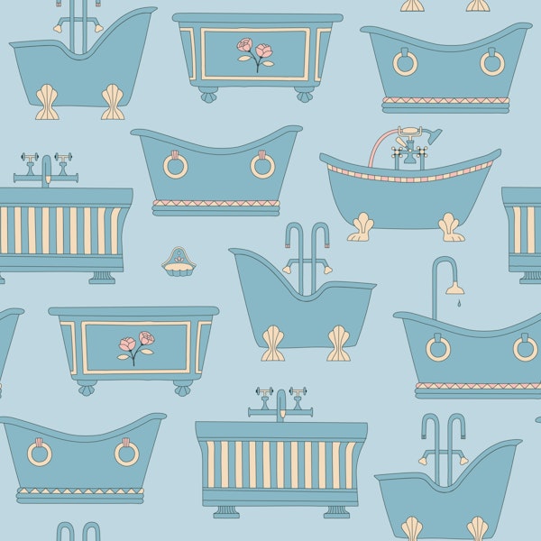 Vintage bathtubs blue