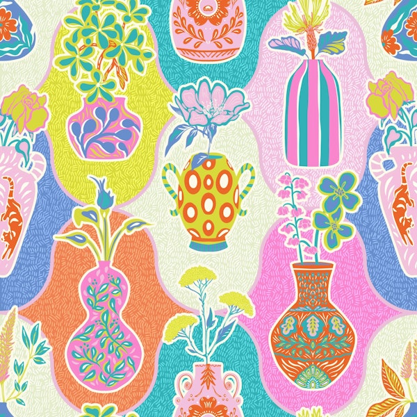 Colorful Kitschy Floral Vases - large