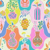 Colorful Kitschy Floral Vases - small tapetit