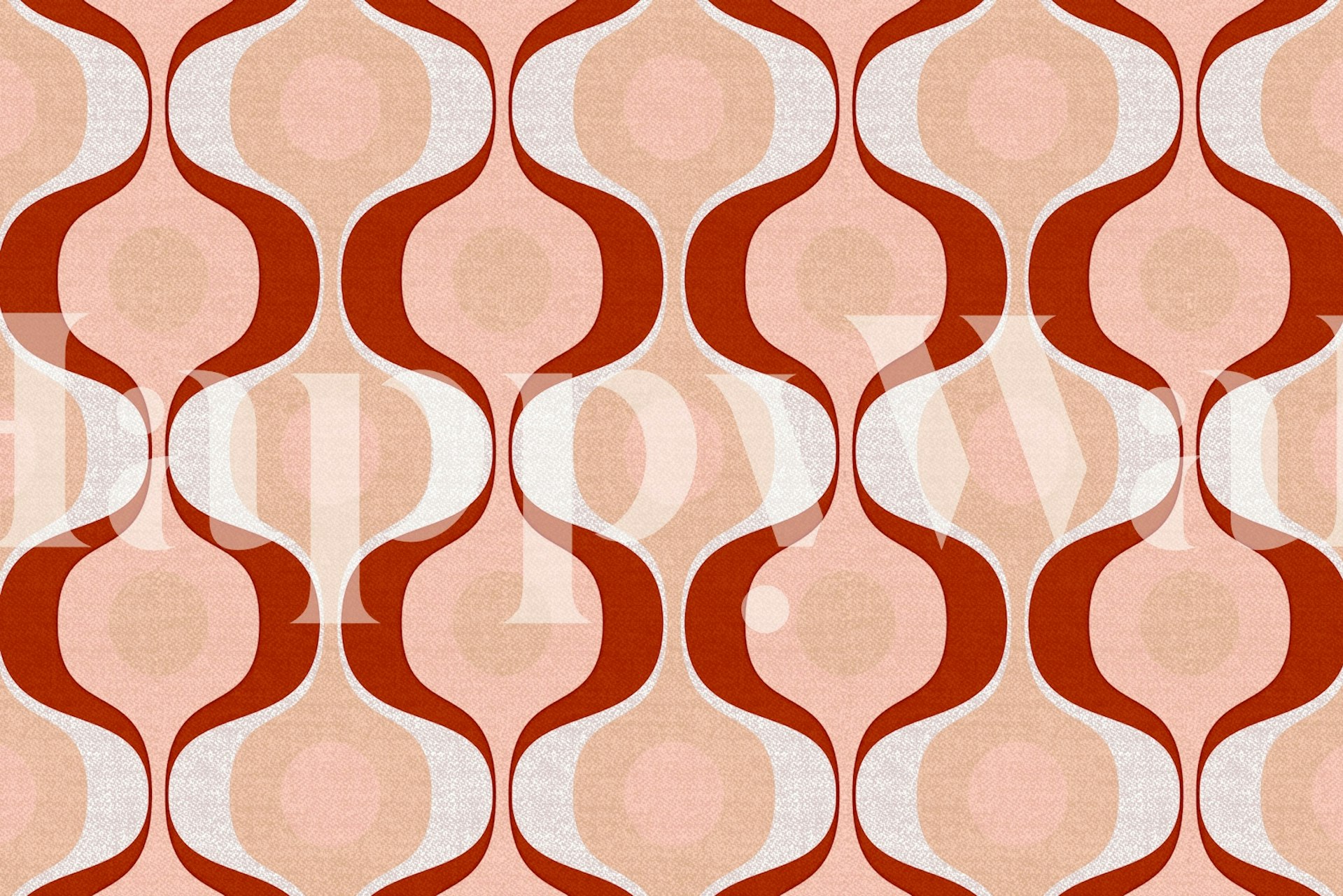 Blush Retro 70s Fashion Groove wallpaper in a room