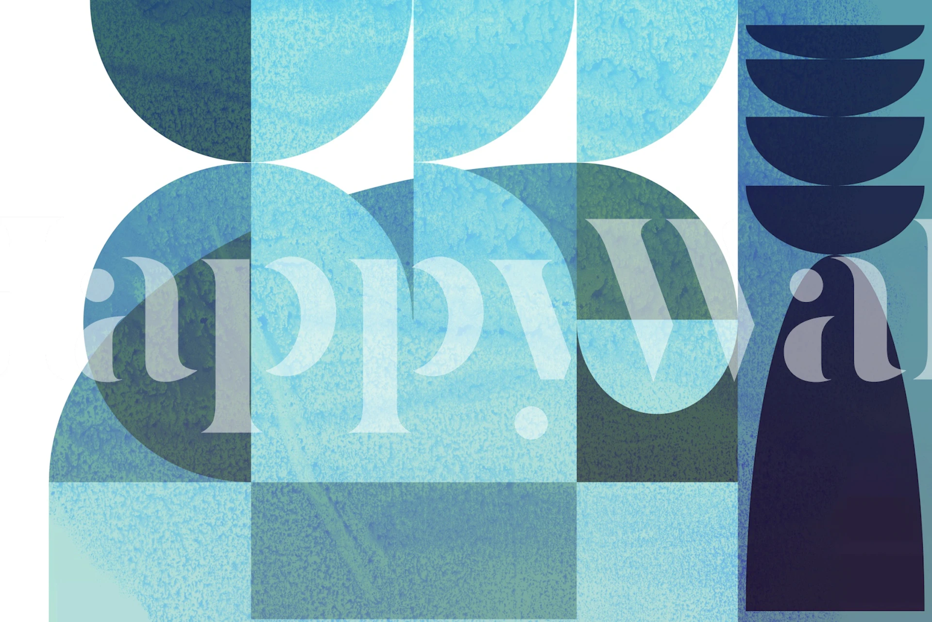 Oceanic Tones Mosaic wallpaper in a room setting