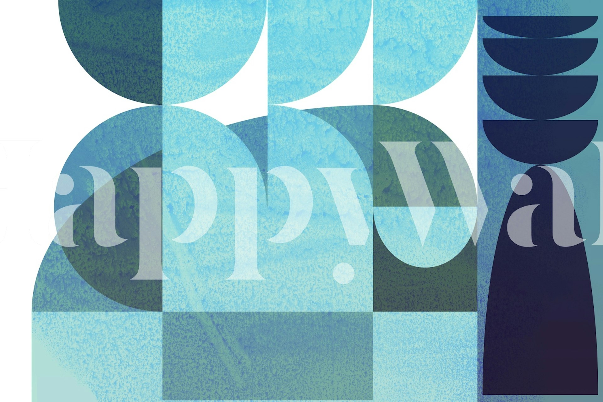 Oceanic Tones Mosaic tapet i et rumindstilling