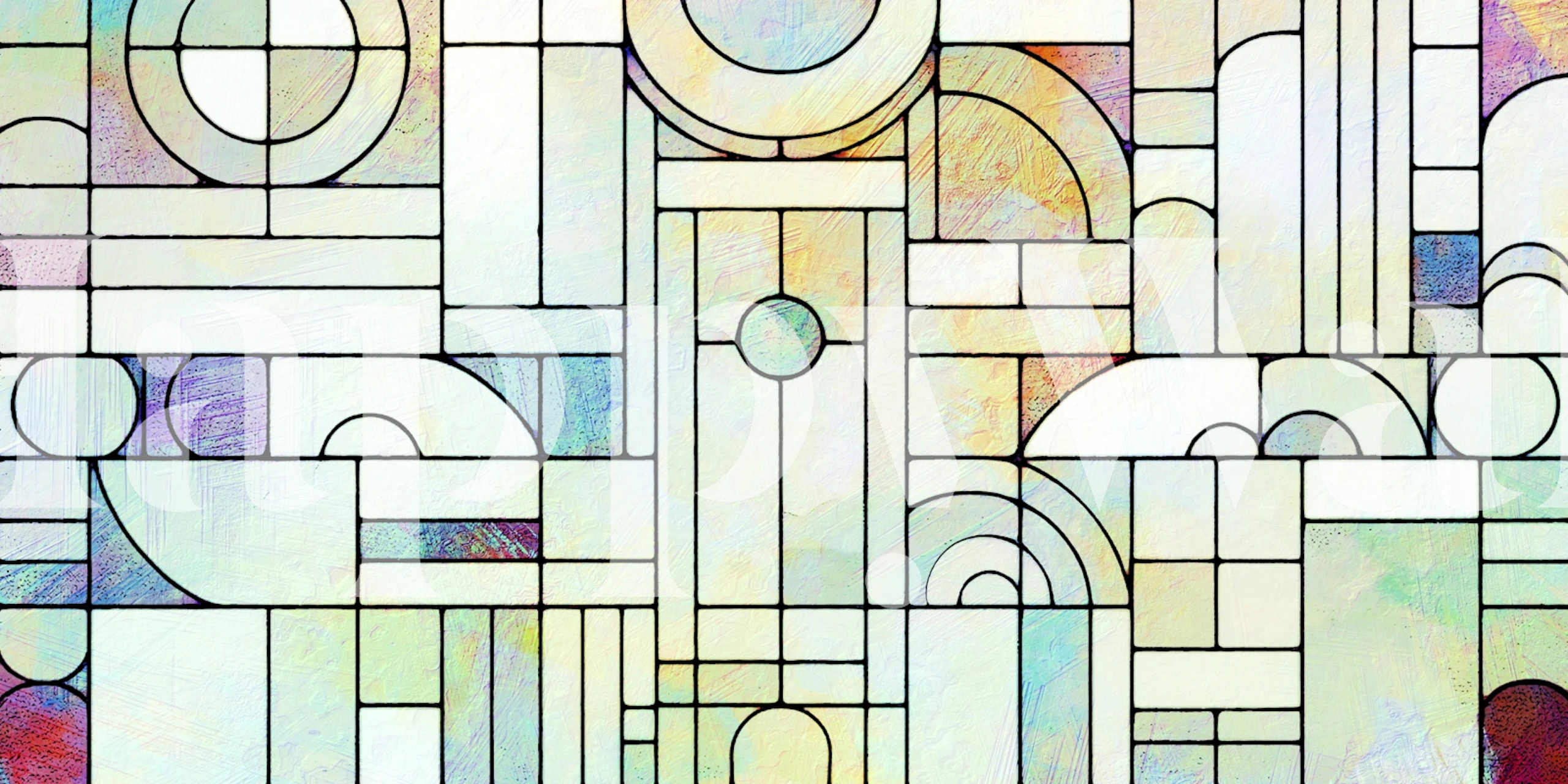 Papel de parede Modernist Mosaic exibido em um quarto