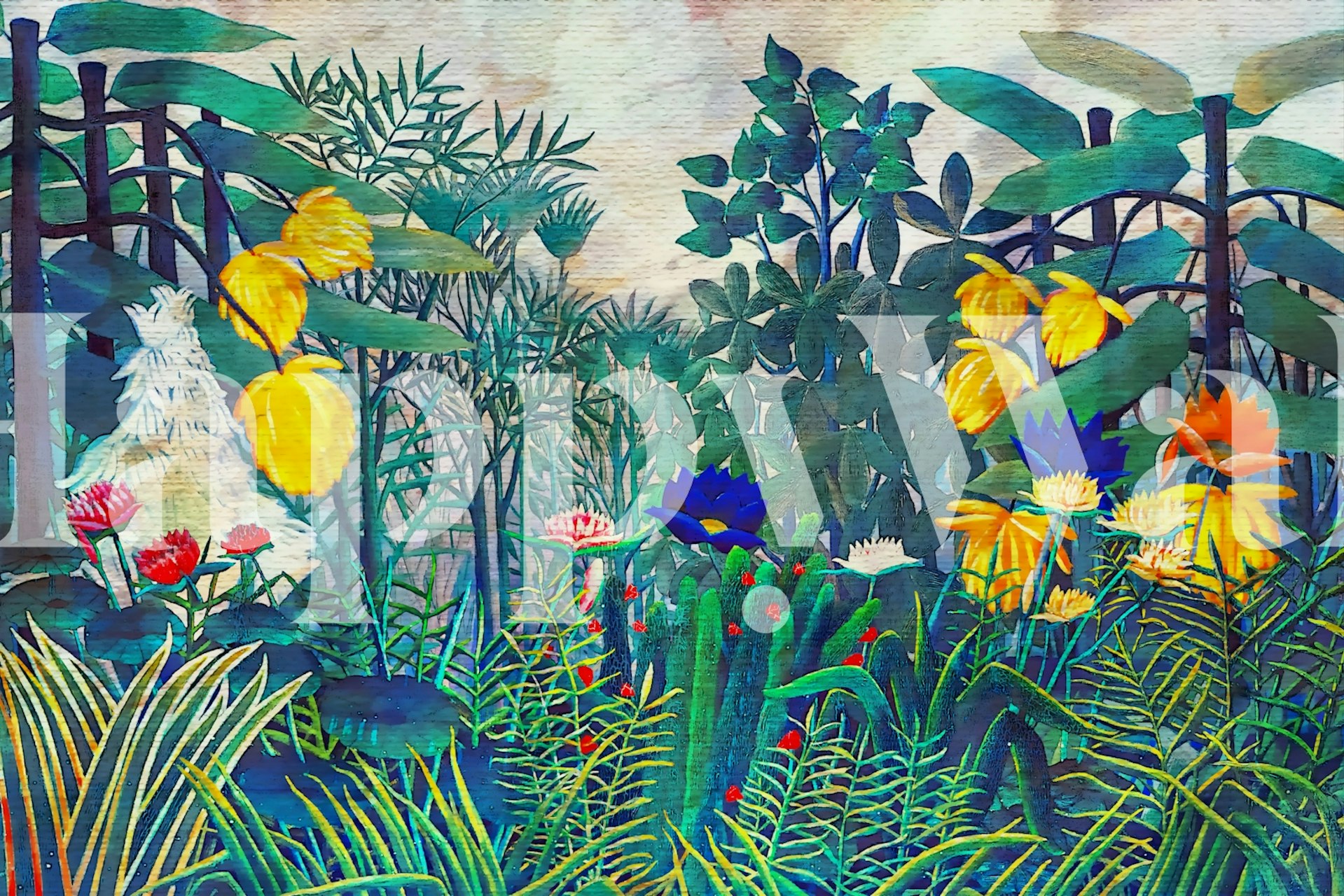 Ταπετσαρία Tropical Botanica Antique σε ένα δωμάτιο