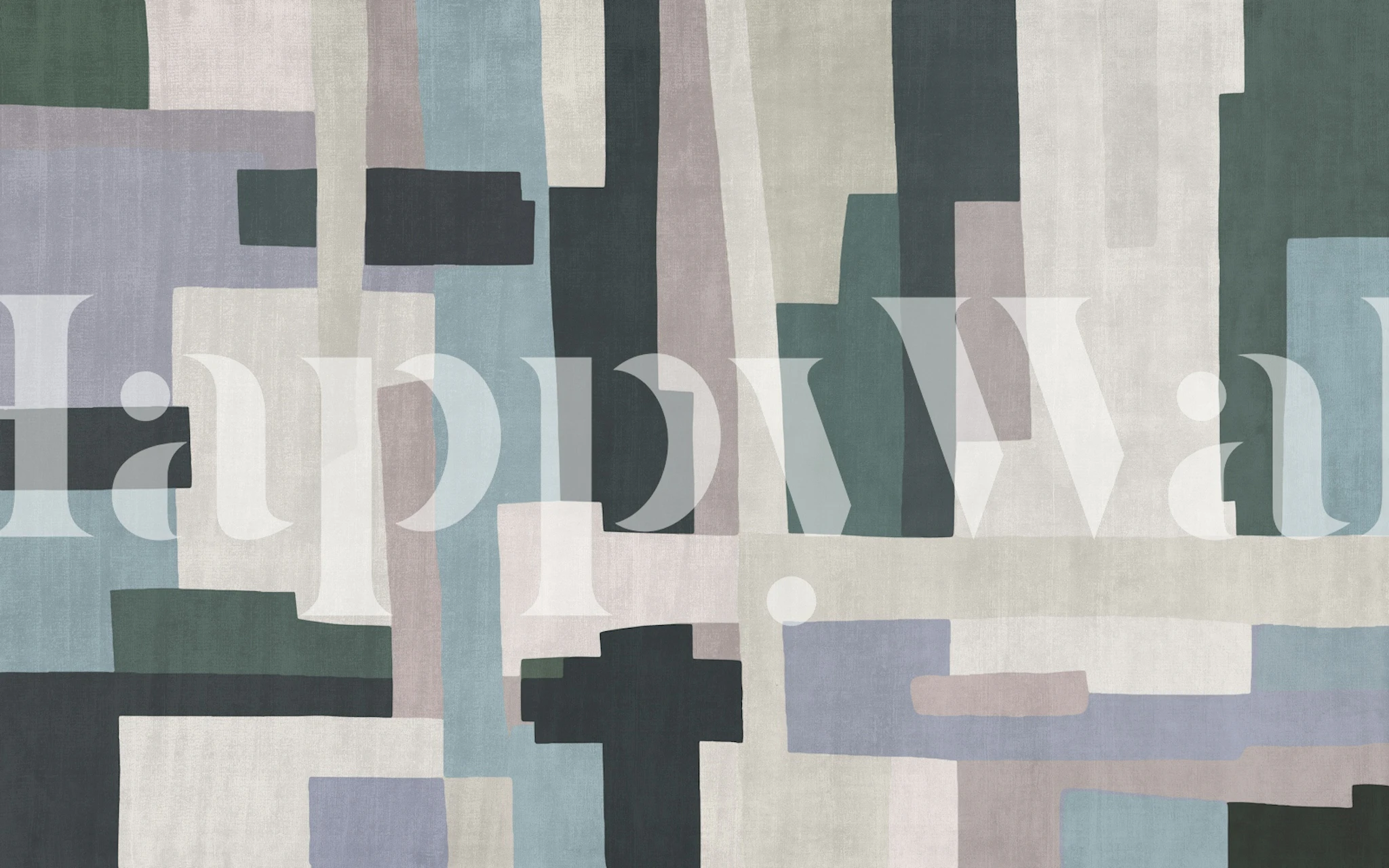 Geometric art drawing wallpaper in a room