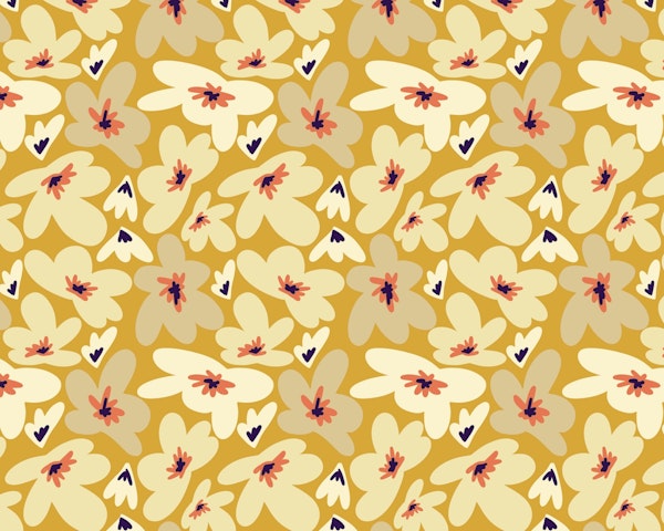 Yellow Groovy Retro Flowers