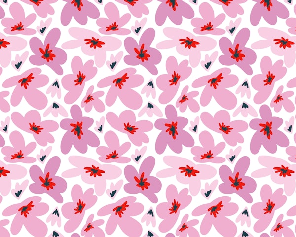 Retro Groovy Pink Flowers