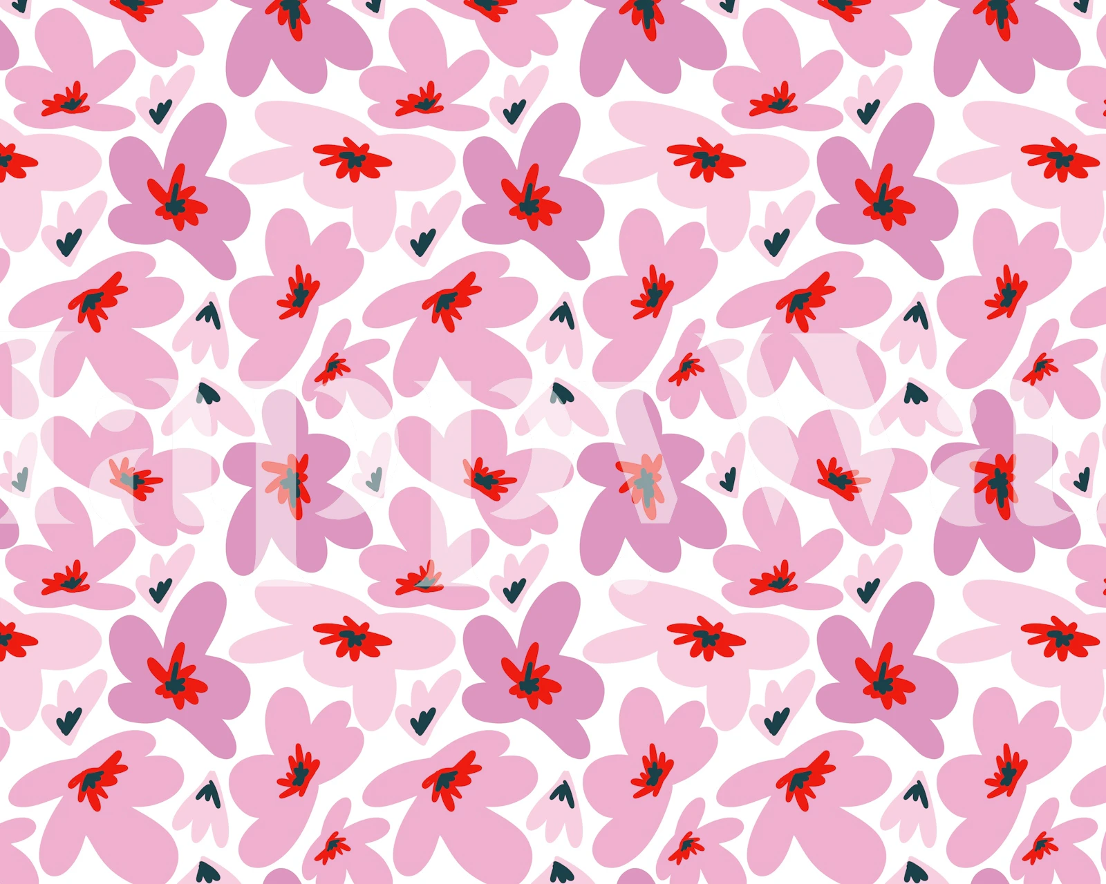 Retro Groovy Pink Flowers tapet i et rum