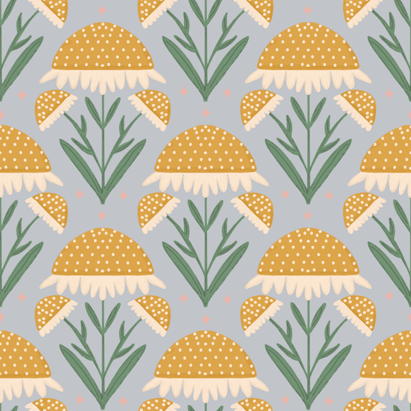 Botanical Enchanted Floral Grey