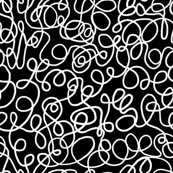 Loops and Knots Line Doodle White on Black