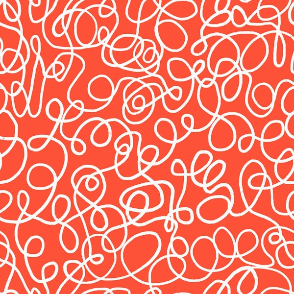 Loops and Knots Line Doodle White on Red