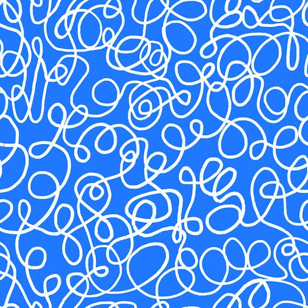 Loops and Knots Line Doodle White on Blue