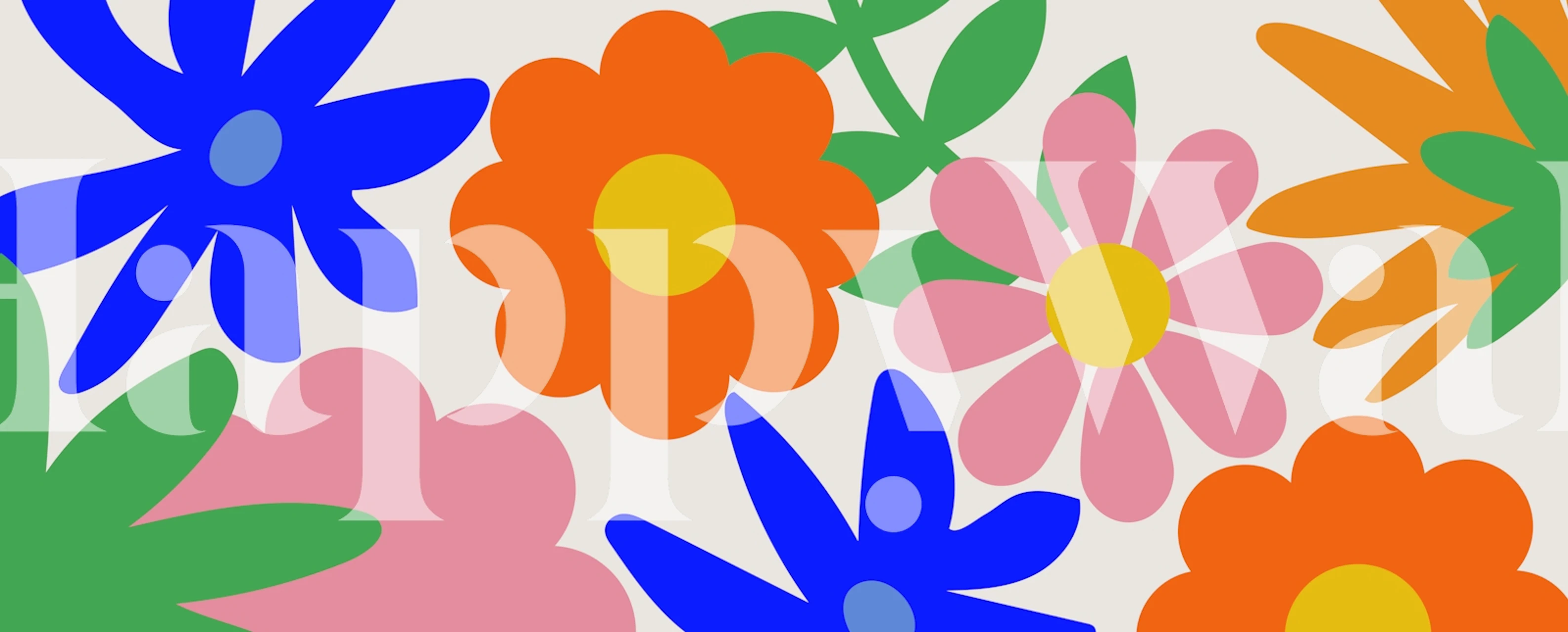 Papier peint floral coloré dans une pièce