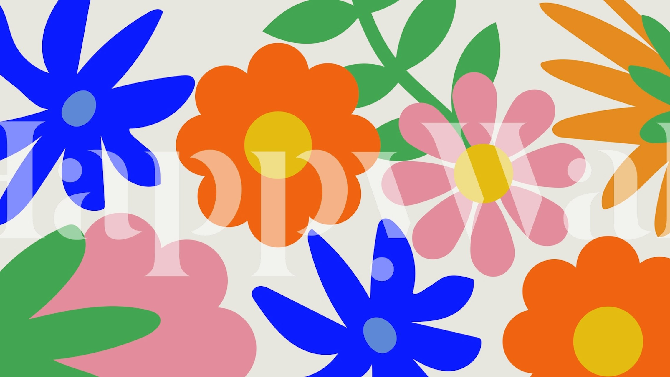 Colorful Floral Fiesta Art wallpaper in a room