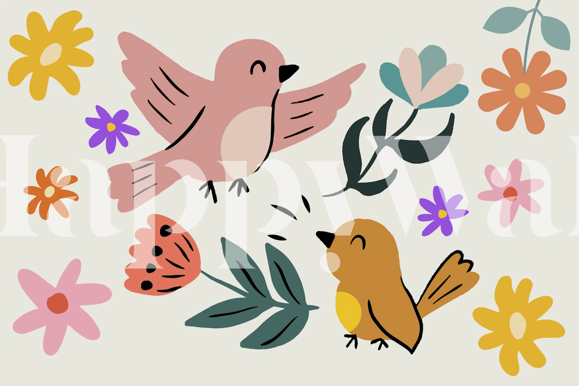 Blossom Buddies Play tapet visad i ett rum