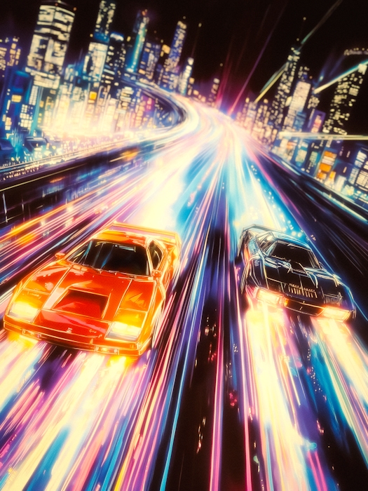 Neon Night City Racing Wallpaper