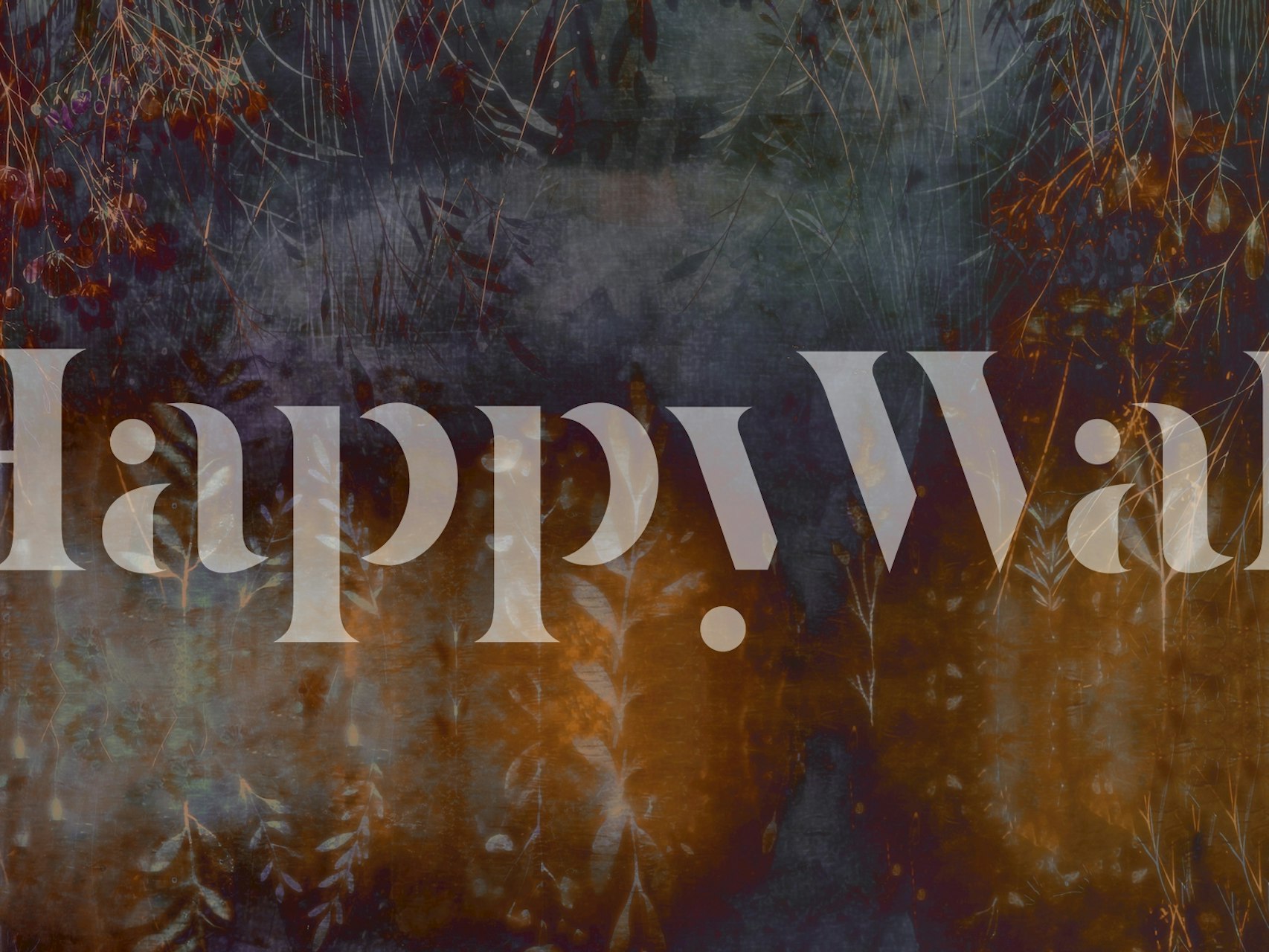 Floral pattern in orange and brown tones on dark backdrop wallpaper