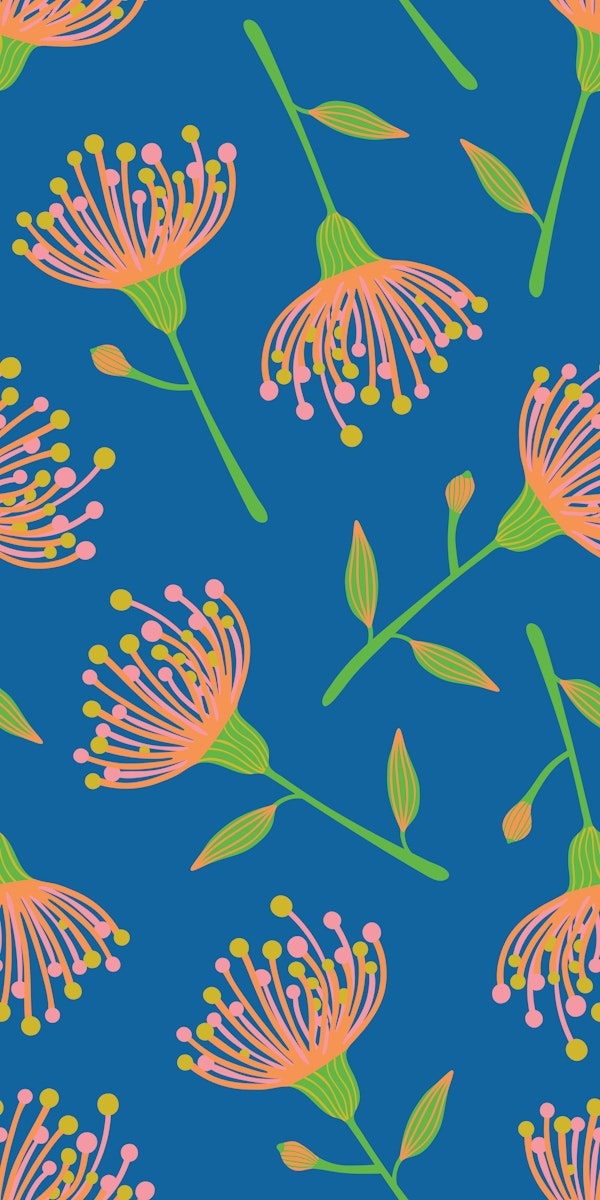 EUCALYPTUS TOSSED Floral Royal Blue Large