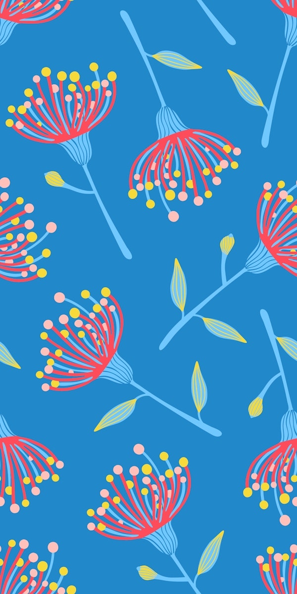 EUCALYPTUS TOSSED Floral Bright Blue Large