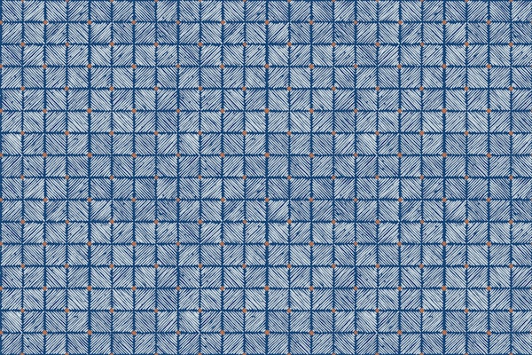 Block Print Geometric Tile in True Blue