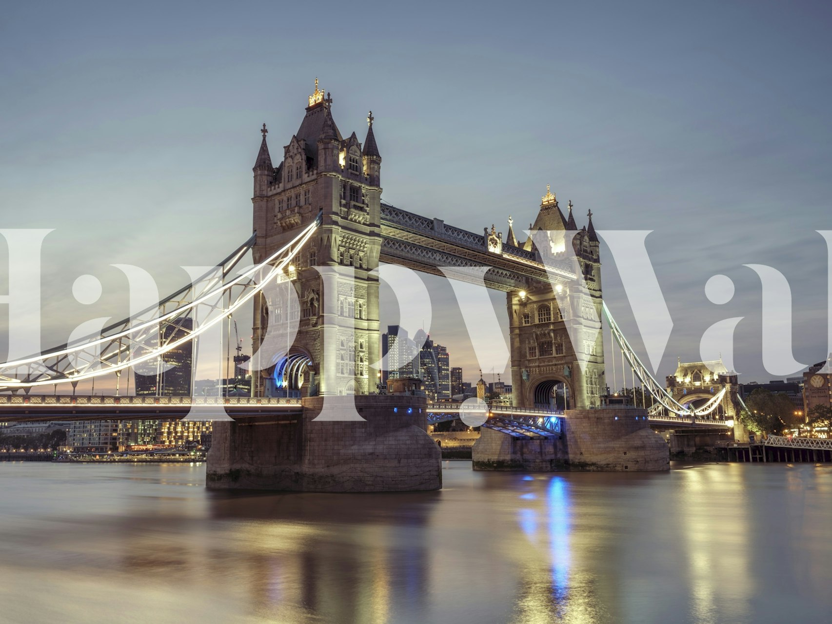 London Bridge at sunset with city reflections wallpaper