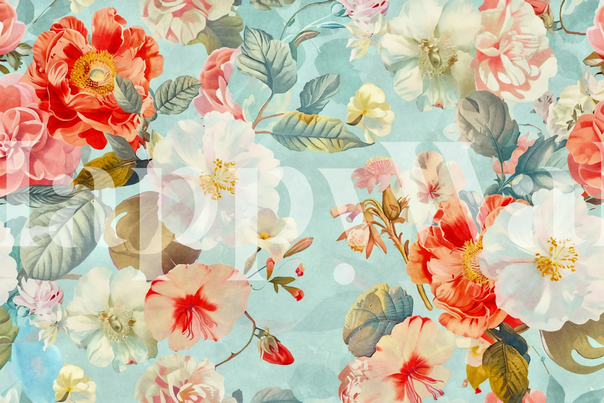 Neo Kitsch Pastel Retro Flowers tapettisuunnittelu