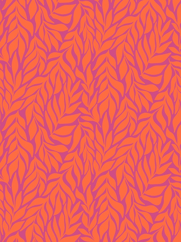 Flowing Abstract Leaves Orange and Magenta
