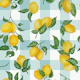 Lemons Gouache 2 Pastel Blue gingham